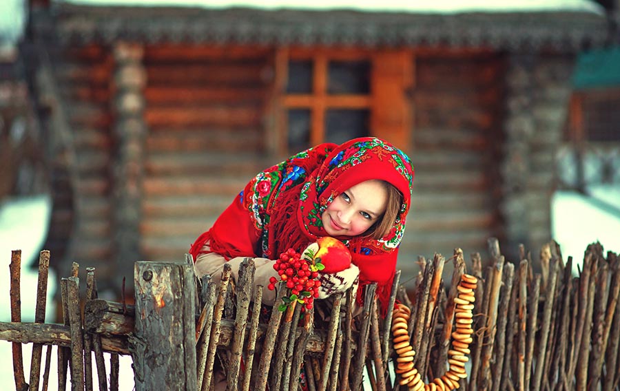 Sexy girl Women in Slavic costumes in Perm