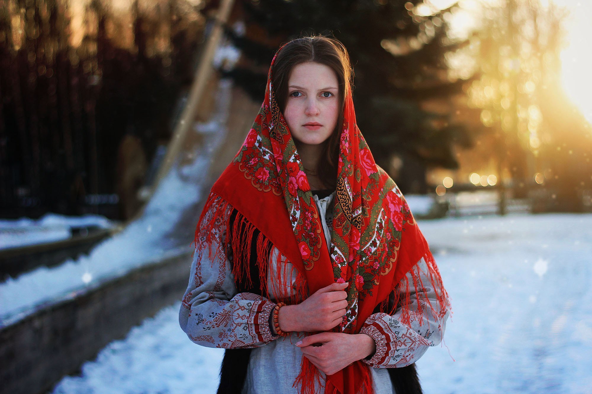Girls in Slavic costumes in Perm
