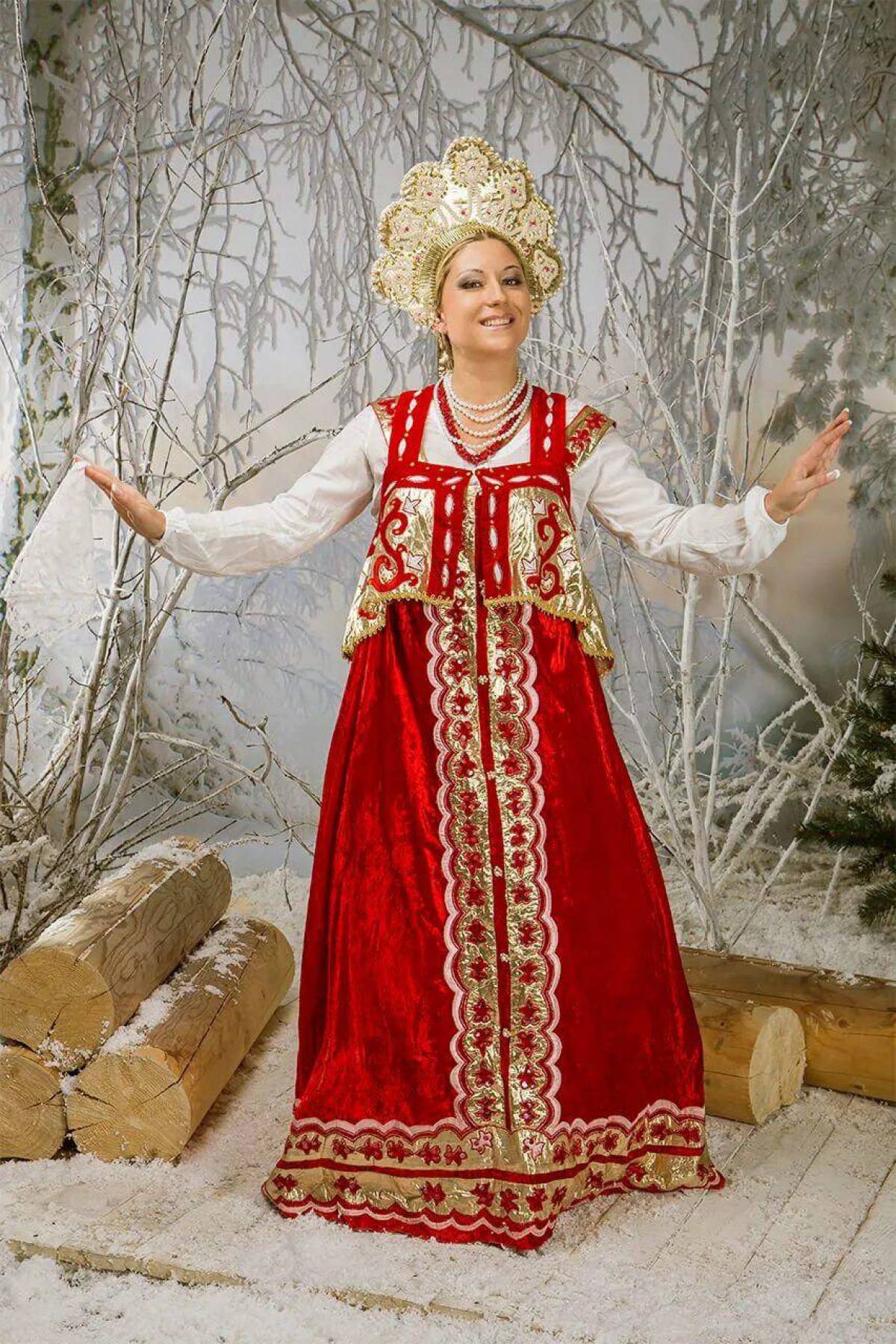 Girls in Slavic costumes in Perm