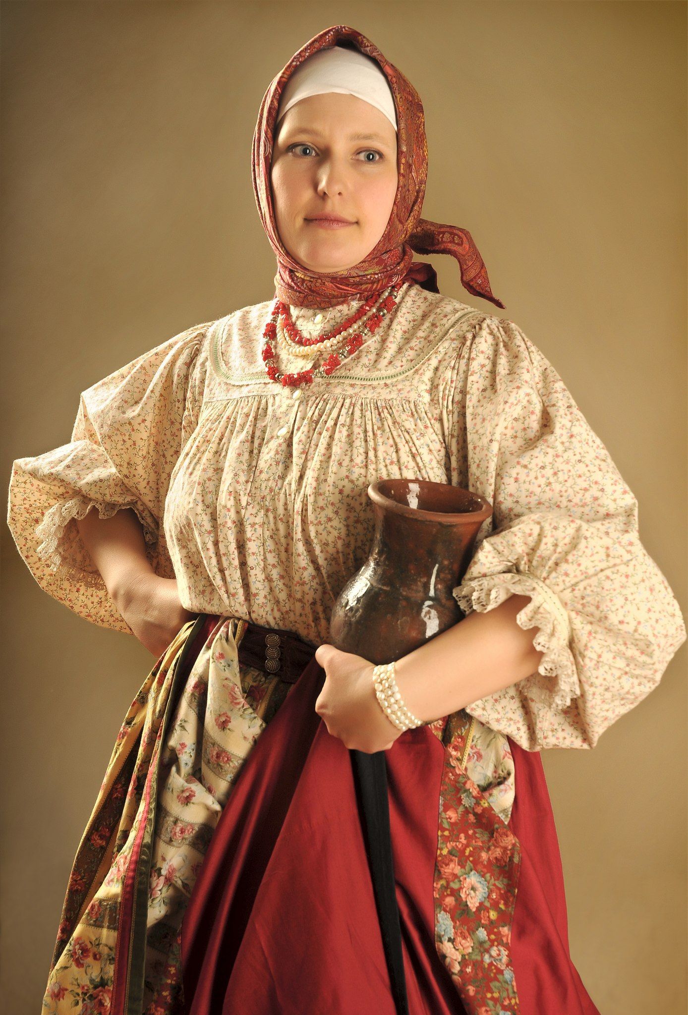 Girls in Slavic costumes in Perm